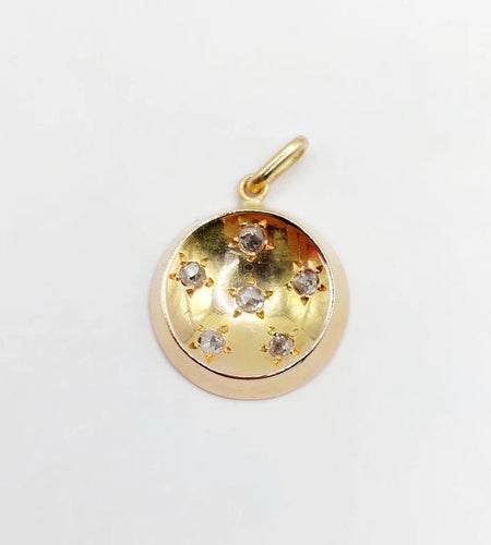 Pendentif Pendentif cible Art déco en or rose 18k et diamants taille rose 58 Facettes A05795