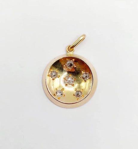 Pendentif Pendentif cible Art déco en or rose 18k et diamants taille rose 58 Facettes A05795