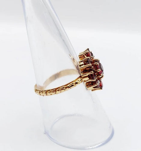 Bague 54.5 Bague marguerite vintage en or rose 18k et grenats 58 Facettes A05833