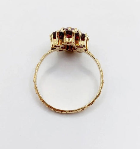 Bague 54.5 Bague marguerite vintage en or rose 18k et grenats 58 Facettes A05833