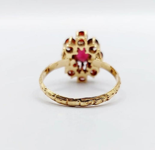 Bague 54.5 Bague marguerite vintage en or rose 18k et grenats 58 Facettes A05833