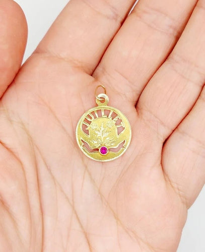 Pendentif Art Nouveau - Médaille en or jaune 18k au rubis synthétique 58 Facettes A05836