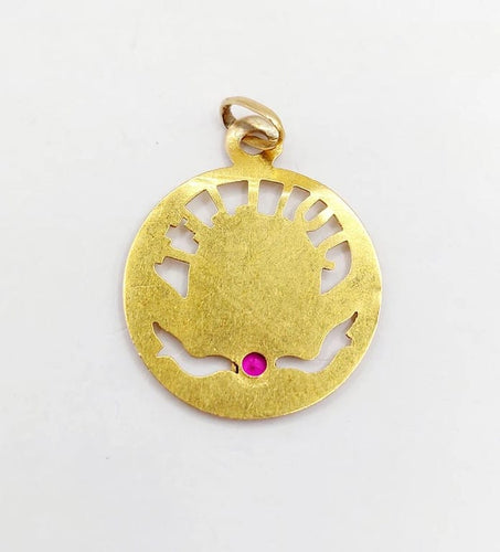 Pendentif Art Nouveau - Médaille en or jaune 18k au rubis synthétique 58 Facettes A05836