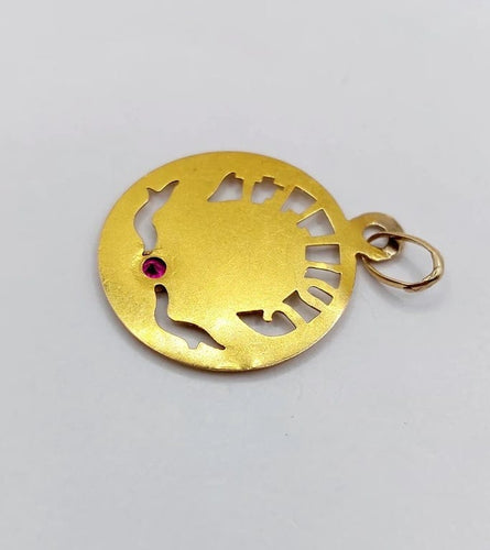 Pendentif Art Nouveau - Médaille en or jaune 18k au rubis synthétique 58 Facettes A05836