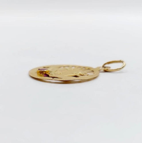 Pendentif Art Nouveau - Médaille en or jaune 18k au rubis synthétique 58 Facettes A05836
