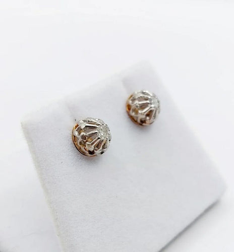 Boucles d'oreilles Puces d'oreilles - Diamants taille ancienne en or rose 18k et platine 58 Facettes A05867