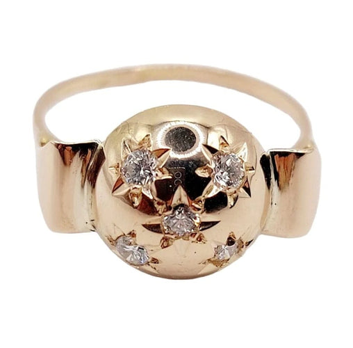 Bague 52.5 Bague dôme bombée en or rose 18k avec diamant serti étoilé 58 Facettes A05803