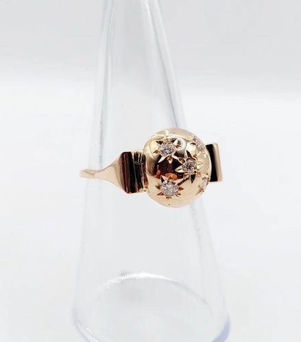 Bague 52.5 Bague dôme bombée en or rose 18k avec diamant serti étoilé 58 Facettes A05803