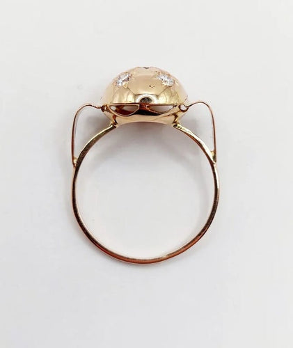 Bague 52.5 Bague dôme bombée en or rose 18k avec diamant serti étoilé 58 Facettes A05803