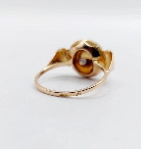 Bague 52.5 Bague dôme bombée en or rose 18k avec diamant serti étoilé 58 Facettes A05803