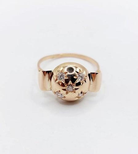 Bague 52.5 Bague dôme bombée en or rose 18k avec diamant serti étoilé 58 Facettes A05803