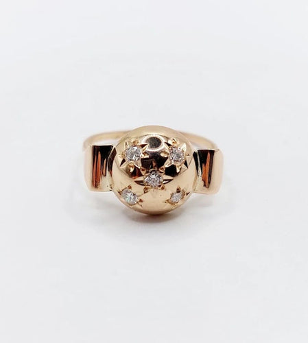 Bague 52.5 Bague dôme bombée en or rose 18k avec diamant serti étoilé 58 Facettes A05803