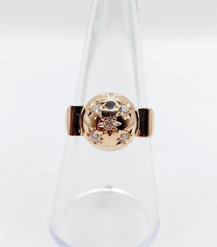 Bague 52.5 Bague dôme bombée en or rose 18k avec diamant serti étoilé 58 Facettes A05803
