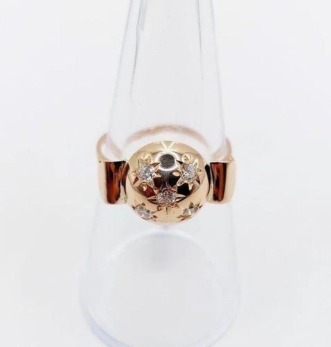 Bague 52.5 Bague dôme bombée en or rose 18k avec diamant serti étoilé 58 Facettes A05803