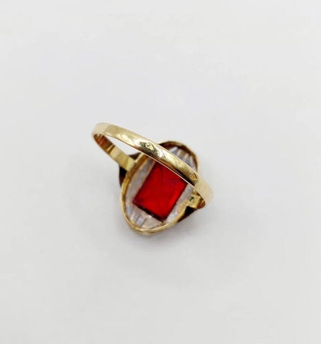 Bague 56.5 Bague Art déco en or 18k avec pierre rouge (circa 1930) 58 Facettes A05843