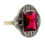 Bague 56.5 Bague Art déco en or 18k avec pierre rouge (circa 1930) 58 Facettes A05843