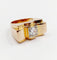 Bague 52 Bague tank Art déco XXL en or rose 18k et platine, diamant 58 Facettes A05970