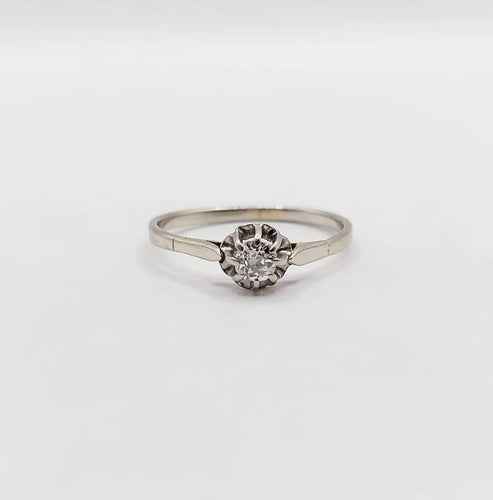 Bague 51 Bague solitaire Art déco en or blanc 18k avec diamant taille ancienne 58 Facettes A05998
