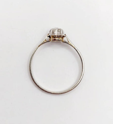 Bague 51 Bague solitaire Art déco en or blanc 18k avec diamant taille ancienne 58 Facettes A05998