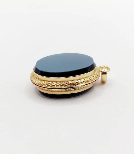 Pendentif Pendentif porte-photo antique en or jaune 18k et agate (circa 1900) 58 Facettes A06013