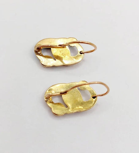 Boucles d'oreilles Dormeuses victoriennes infini en or jaune 18k et émail bleu (circa 1870) 58 Facettes A06050