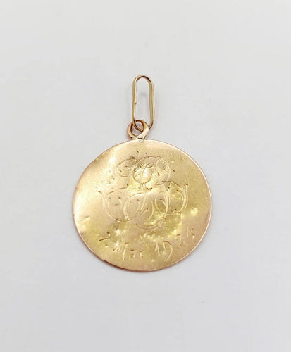 Pendentif Médaille antique angelot en or rose 18k (circa 1924) 58 Facettes A06135