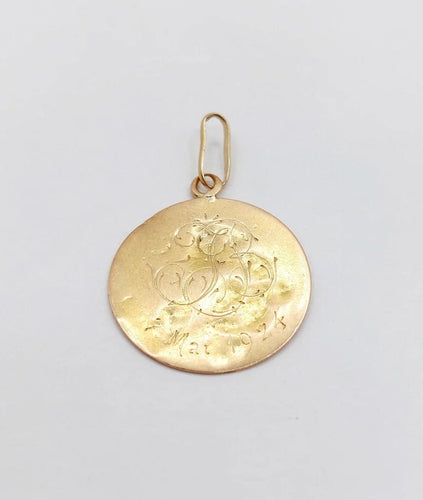 Pendentif Médaille antique angelot en or rose 18k (circa 1924) 58 Facettes A06135