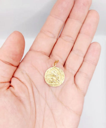 Pendentif Médaille antique angelot en or rose 18k (circa 1924) 58 Facettes A06135