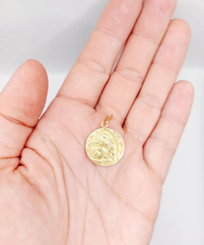 Pendentif Médaille antique angelot en or rose 18k (circa 1924) 58 Facettes A06135