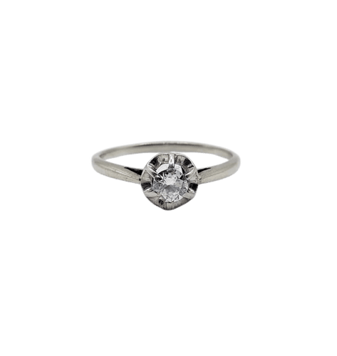 Bague 53 Bague solitaire Art déco en or blanc 18k avec diamant 0,22 ct 58 Facettes A06143
