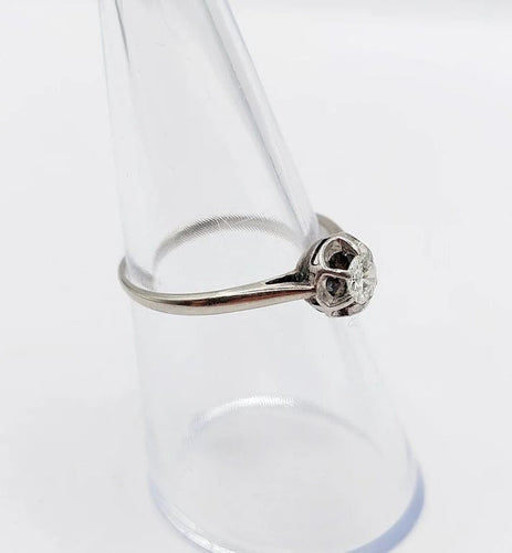 Bague 53 Bague solitaire Art déco en or blanc 18k avec diamant 0,22 ct 58 Facettes A06143