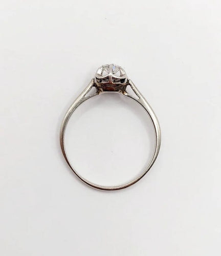 Bague 53 Bague solitaire Art déco en or blanc 18k avec diamant 0,22 ct 58 Facettes A06143