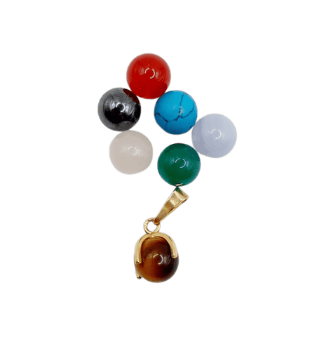 Pendentif Pendentif vintage en or jaune 18k à billes de pierres interchangeables 58 Facettes A06184