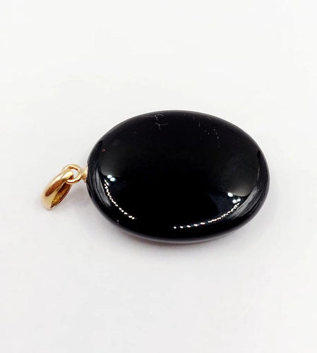 Pendentif Pendentif vintage en or rose 18k avec onyx et plaque émaillée 58 Facettes A06188