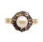 Bague 56 Bague marguerite antique en or rose 18k, perle et diamants 58 Facettes A06199