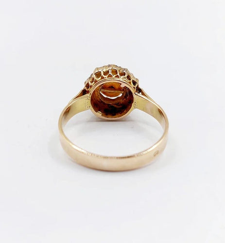 Bague 56 Bague marguerite antique en or rose 18k, perle et diamants 58 Facettes A06199