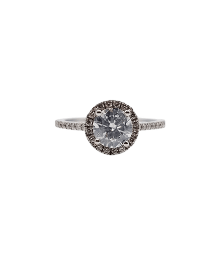 Bague 54 Bague solitaire en or blanc 14k avec diamant 0,98 ct (certificat AIG) 58 Facettes A06225
