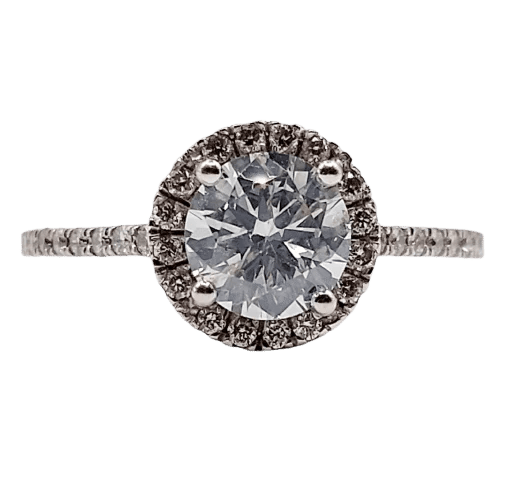 Bague 54 Bague solitaire en or blanc 14k avec diamant 0,98 ct (certificat AIG) 58 Facettes A06225
