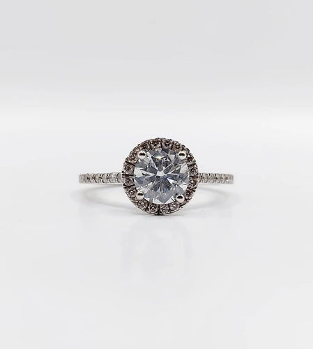 Bague 54 Bague solitaire en or blanc 14k avec diamant 0,98 ct (certificat AIG) 58 Facettes A06225