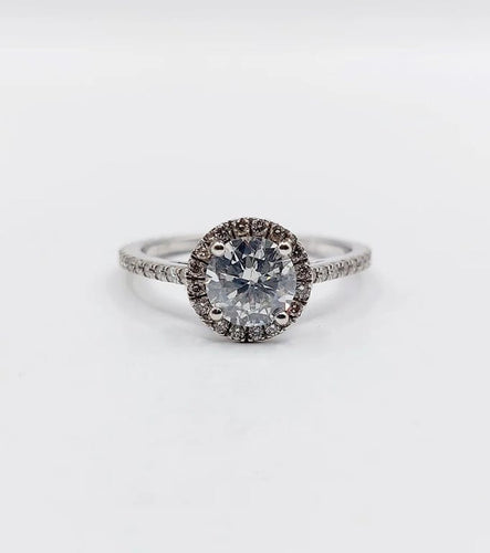 Bague 54 Bague solitaire en or blanc 14k avec diamant 0,98 ct (certificat AIG) 58 Facettes A06225