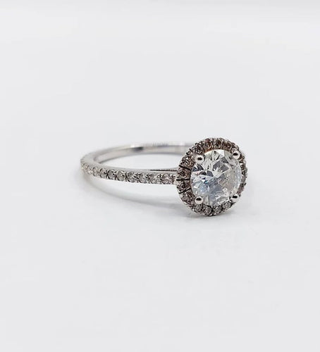 Bague 54 Bague solitaire en or blanc 14k avec diamant 0,98 ct (certificat AIG) 58 Facettes A06225