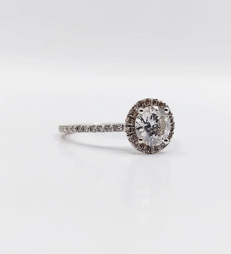 Bague 54 Bague solitaire en or blanc 14k avec diamant 0,98 ct (certificat AIG) 58 Facettes A06225