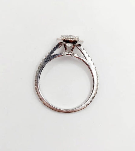 Bague 54 Bague solitaire en or blanc 14k avec diamant 0,98 ct (certificat AIG) 58 Facettes A06225