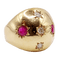 Bague 51 Bague dôme bombé en or rose 18k, diamants et rubis (circa 1950) 58 Facettes A06232