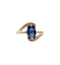 Bague 58.5 Bague tourbillon vintage en or jaune 18k, saphir 1,20 ct et diamants 58 Facettes A06237