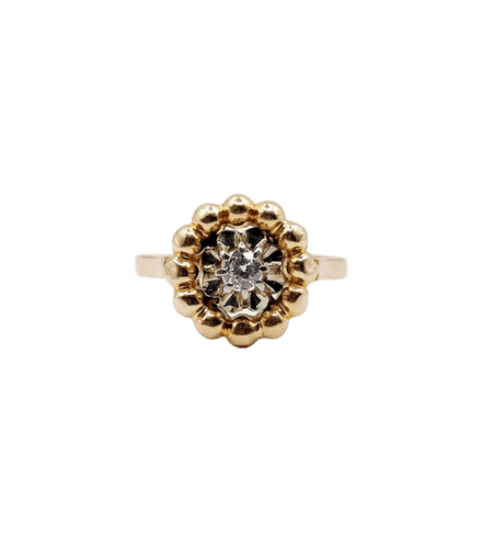 Bague 50.5 Art déco - Bague fleur en or rose 18k et diamant 58 Facettes A06258