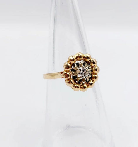 Bague 50.5 Art déco - Bague fleur en or rose 18k et diamant 58 Facettes A06258