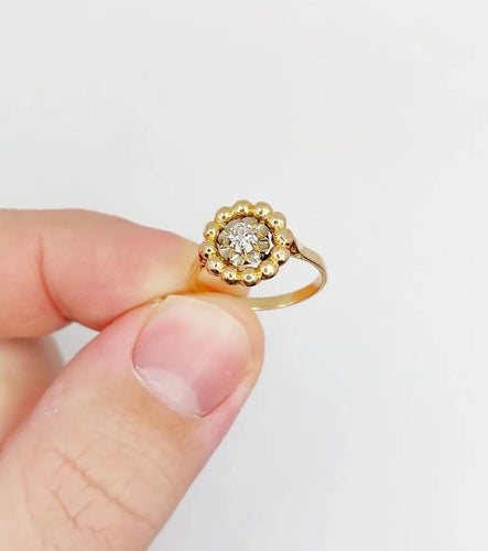 Bague 50.5 Art déco - Bague fleur en or rose 18k et diamant 58 Facettes A06258