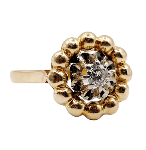 Bague 50.5 Art déco - Bague fleur en or rose 18k et diamant 58 Facettes A06258