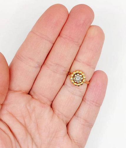 Bague 50.5 Art déco - Bague fleur en or rose 18k et diamant 58 Facettes A06258